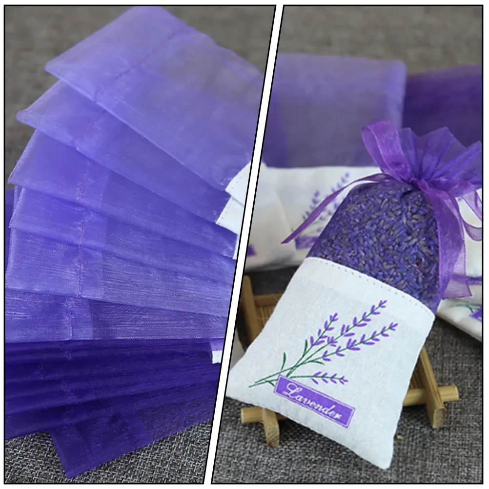 

22pcs Lavender Sachet Bags Organza Cloth Floral Pattern Fragrant Scented for Closet Drawer Car Gift Bag Dried Herbs Storage Air