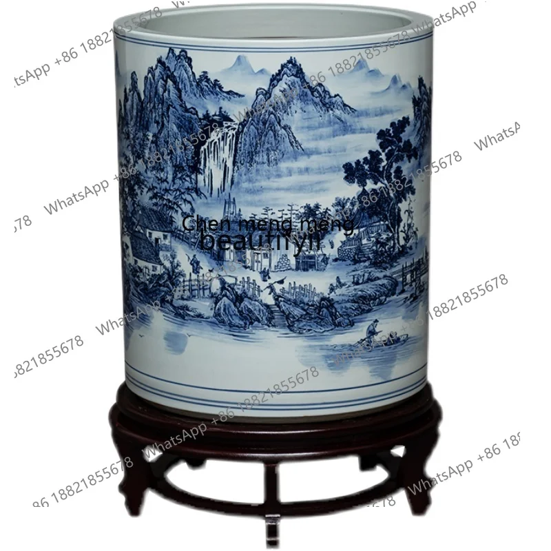 

Jingdezhen Ceramic Chinese Painting and Calligraphy Scroll Cylinder Floor Vase Storage Decoration Decoration