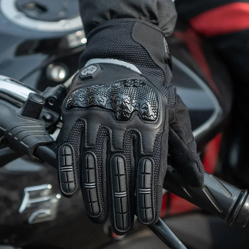 

VROTE Summer Motorcycle Gloves Full Finger Guante ABS Touchscreen Gant Moto Climbing Cycling Riding Men Racing Breathable Luvas