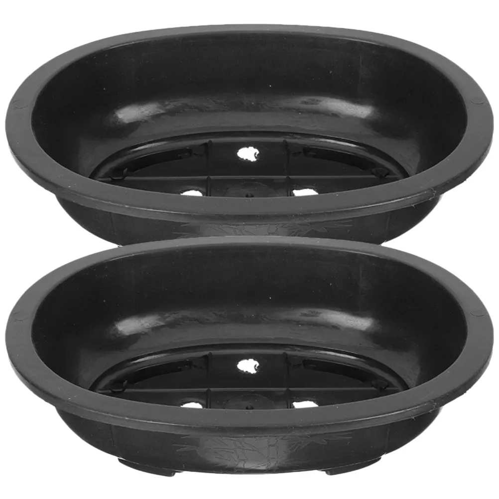 2Pcs Reusable Plastic Bonsai Pot Oval Flowerpot for Gardening Balcony Garden Office Home Decoration Minimalist Style Plant
