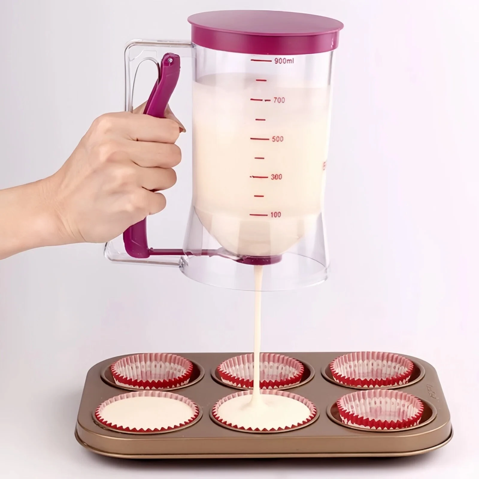 

Диспенсер для теста для кексов, ручной дозатор-воронка для выпечки, инструмент для беззапятного наполнения кексов и маффинов