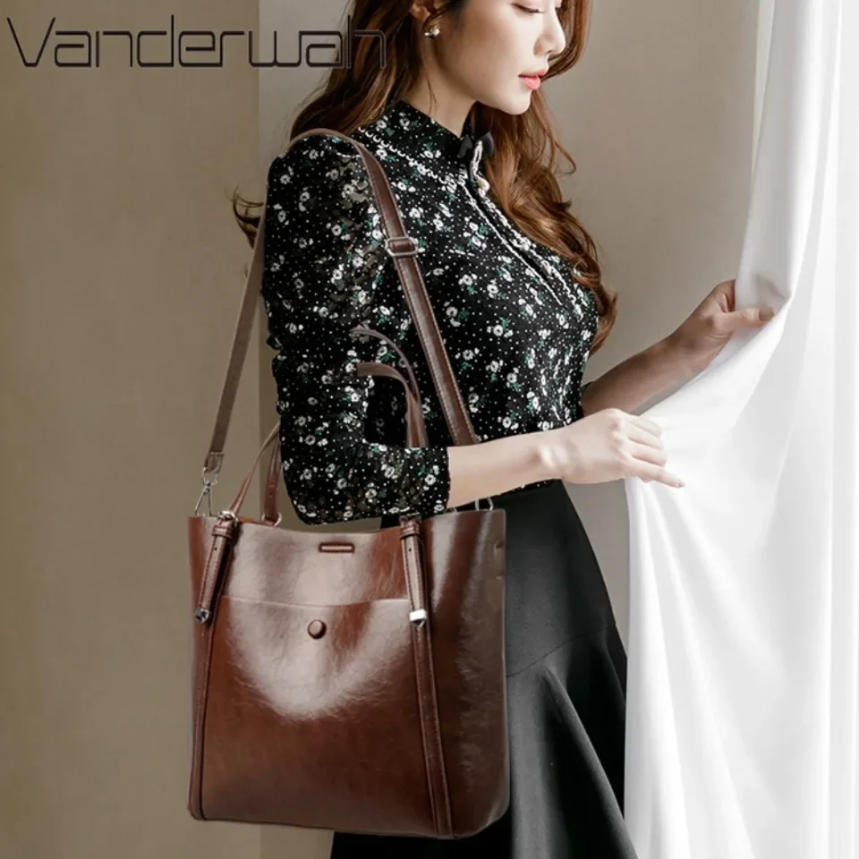 VANDERWAH Vintage Handbags for Women Luxury Designer Shoulder Crossbody Bags Quality PU Leather Purse Solid Color Commuter Sac