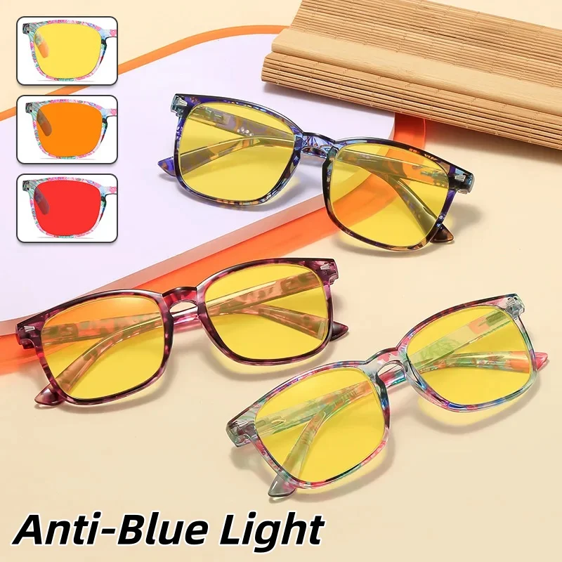 

Stylish Anti-Blue Light Night Vision Glasses UV-Protective Orange-Red Dual-Tone Lenses Gaming Eyewear for Phones and Computers