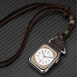 Leather Strap for Apple Watch Ultra Band 49mm 44mm 40mm Necklace Correa 38mm 42mm Bracelet iWatch Series 8 7 6 5 4 3 2 45mm 41mm