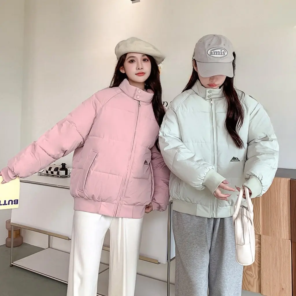 

Women's Cotton-Padded Coat Vertical Collar Winter Jacket Fashion Brand Thickened Warm Short Loose Bread Coat