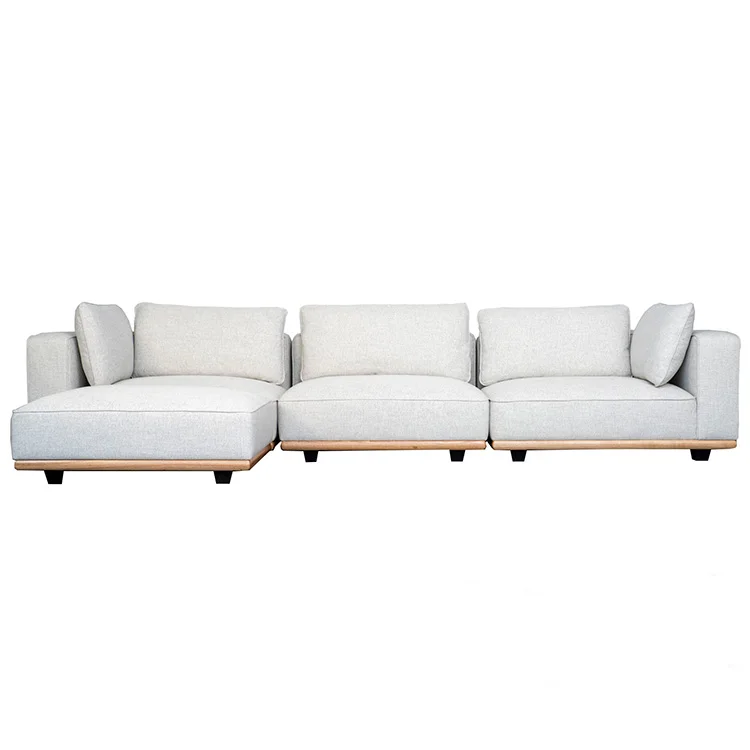 

Modern Beige L-Shape Sofa for Living Room - Fashionable Built-Up Sofa Furniture
