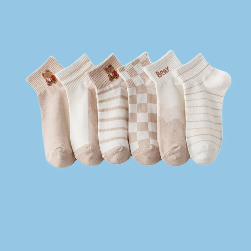 

3/5/10 Pairs Summer Short Thin Boat Socks Women's Spring And Autumn Cotton Short Socks Moisture Wicking Women's Mid-tube Socks