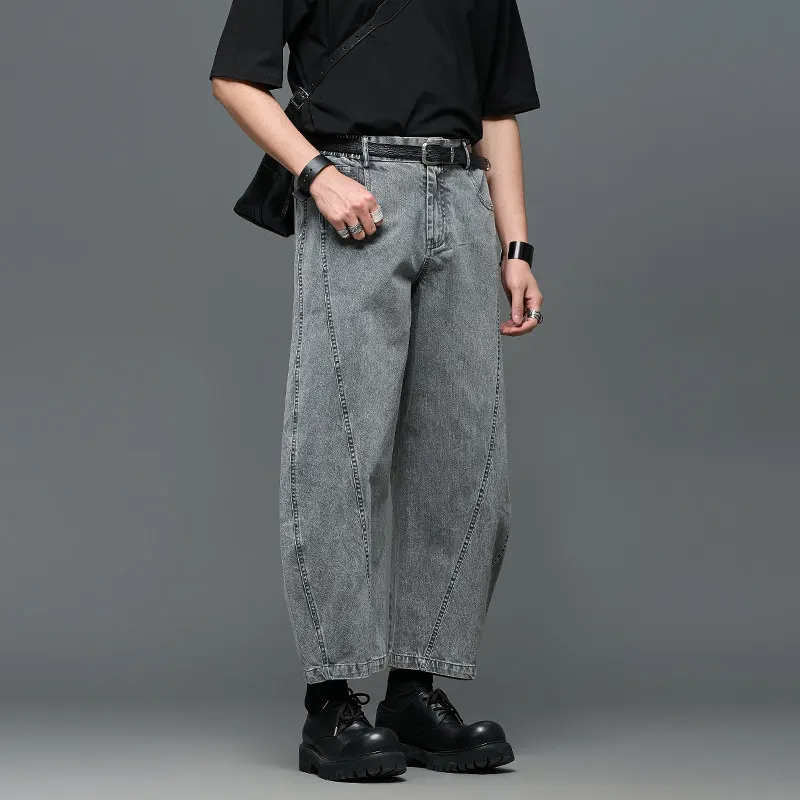 High Quality Japanese-Style Retro Matchet Pants Simple Fashion Wash Water Niche Nine Points Straight Men's Pants