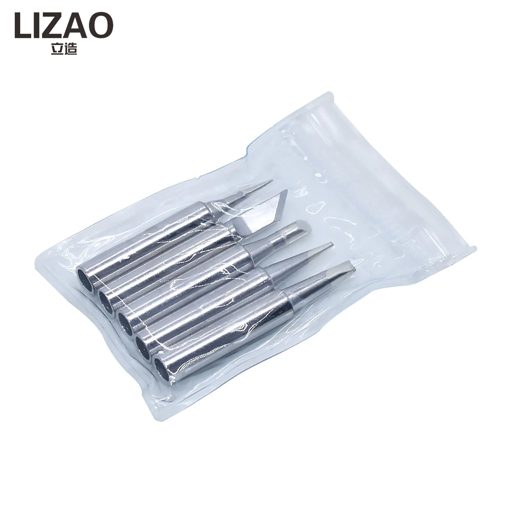 LIZAO 5Pcs 900M Internal Heating Pure Copper Soldering Tips I+B+K+2.4D+3C Welding Iron Head for DIY Soldering Work