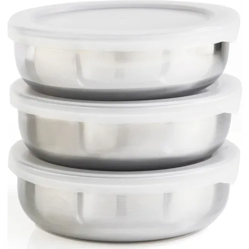 Mama Camilla 3 Pcs Set Clamshell Storage Container Chrome 12 cm 250 ml Small Size