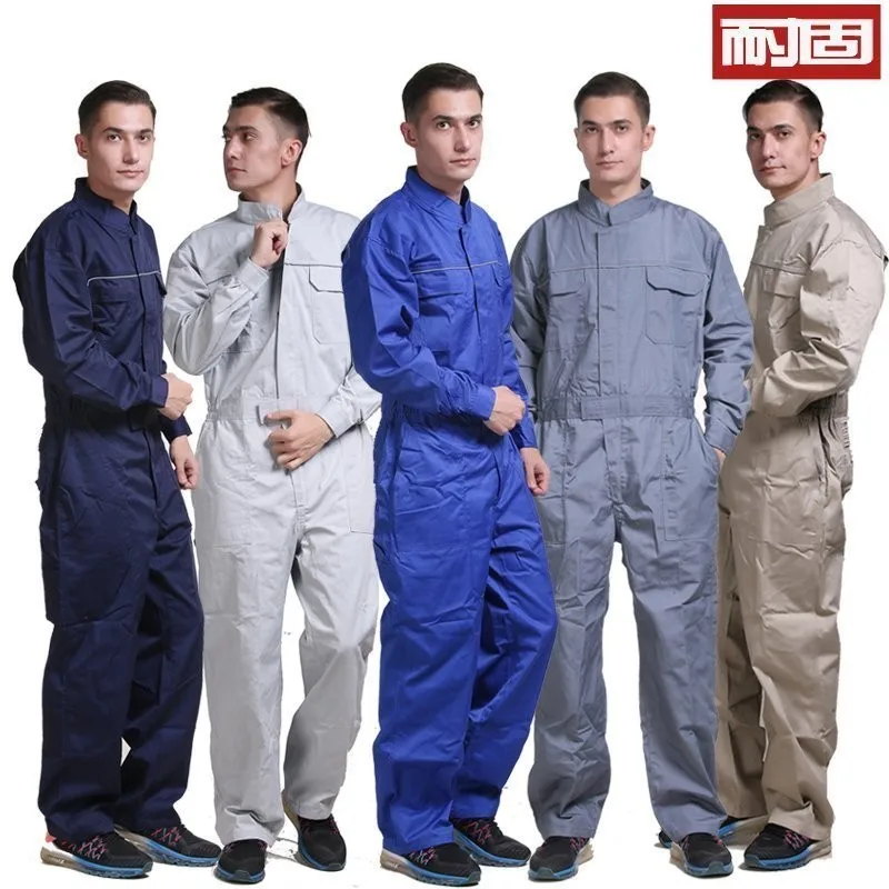 Resistant Spring & Fall One-Piece Work Clothes Suit Men's One-Piece Cargo Pants Auto Repair Dustproof Clothing Labor Protection Clothing Custom One-Piece