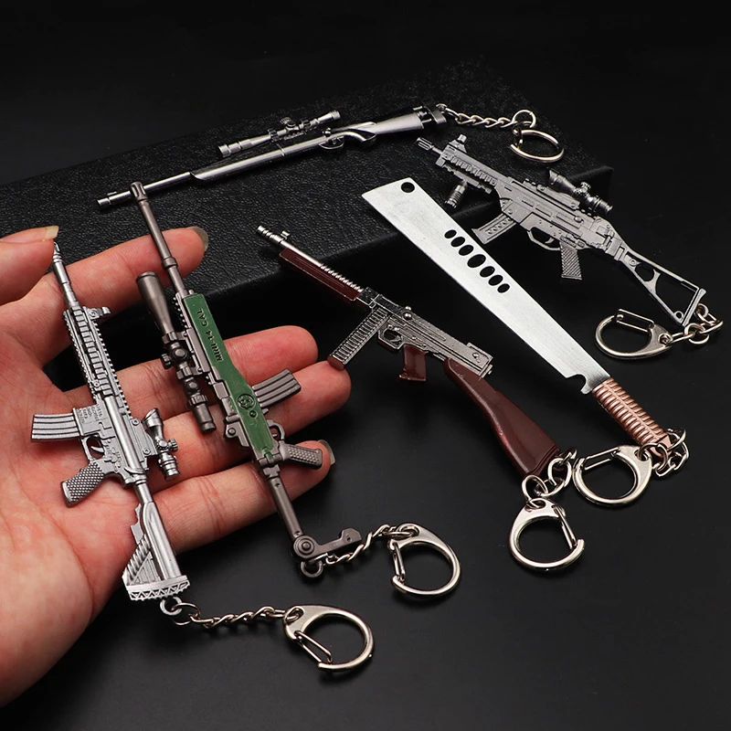 PUBG Keychain Playerunknowns Battlegrounds Keychain M24 AWM M4A1 AKM Keyring Key Chain Ring Jewelry Keychain Gun Keychain