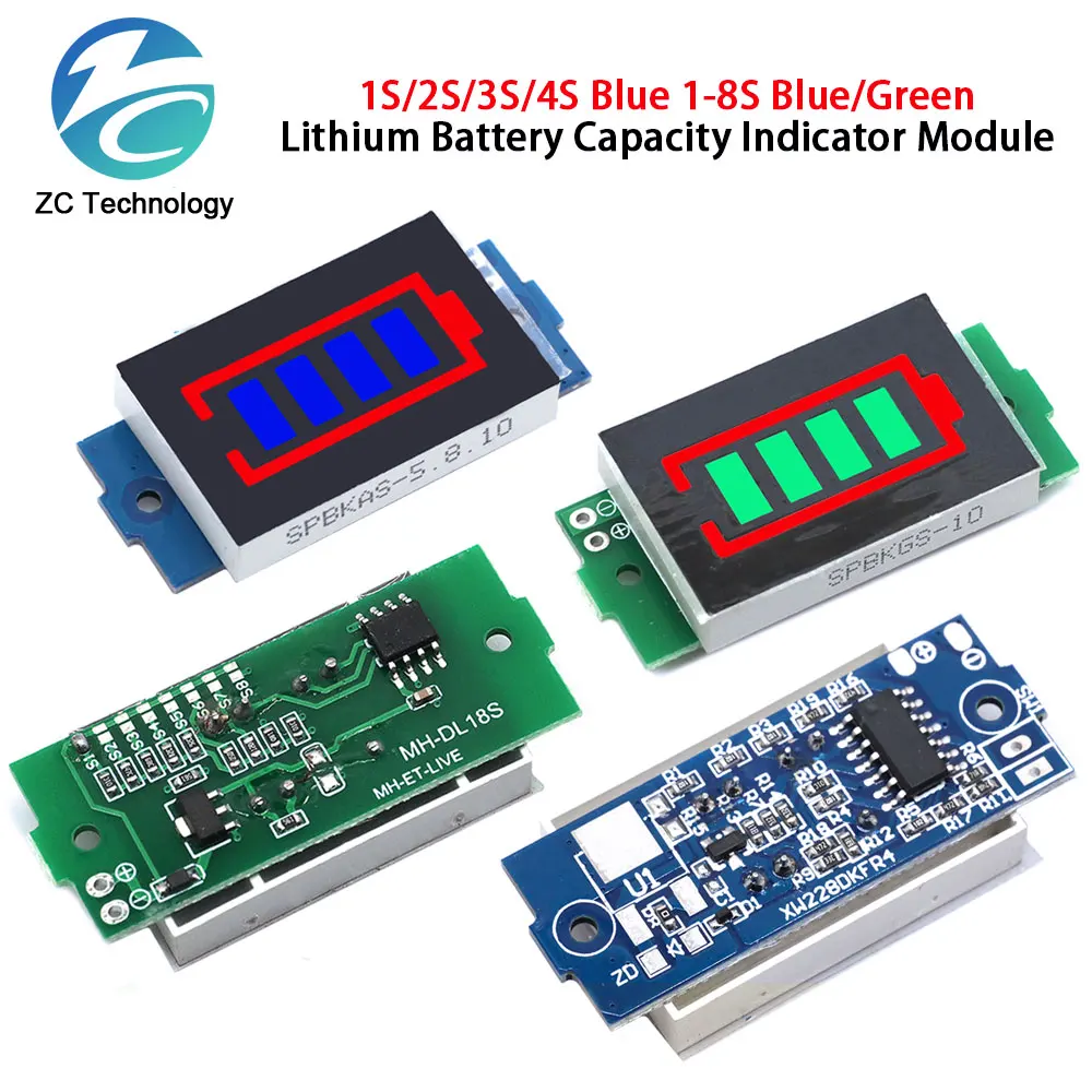 1-8S 1S/2S/3S/4S Single 3.7V Lithium Battery Capacity Indicator Module 4.2V Display Electric Vehicle Battery Power Tester Li-ion