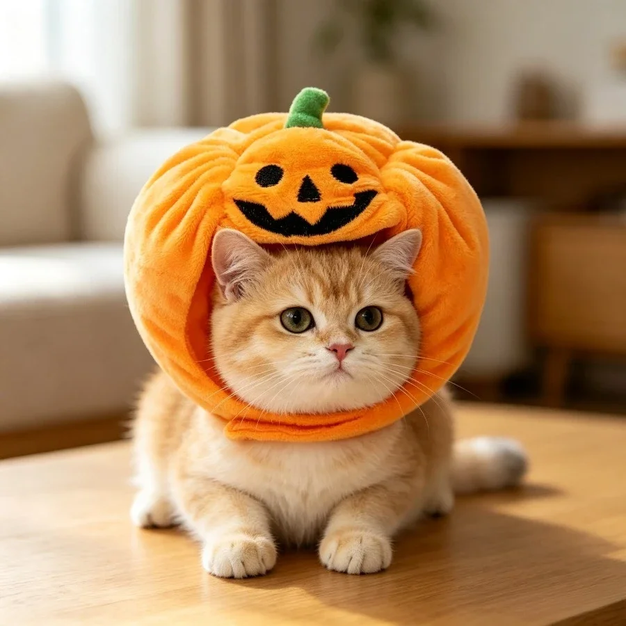 Haustier-Halloween-Kürbis-Hut, Lustiger Großformatiger Haustier-Kopfschmuck, Niedliche Verkleidung für Katzen und Hunde, Karneval-Themenparty, Haustier-Party-Zubehör – Detail 2