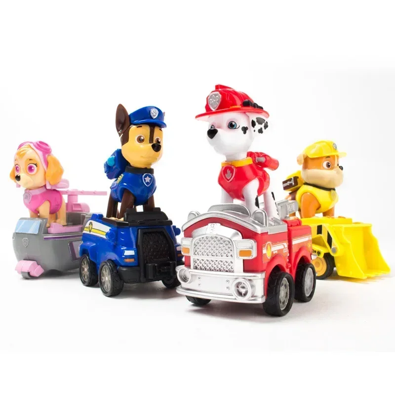 Genuine Paw Patrol Vehicle Chase Skye Marshall Pull Back Cars Playset Building Blocks Action Figure giocattoli per bambini regali di compleanno