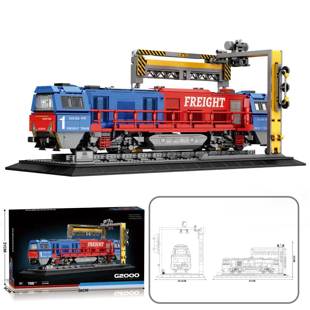 European Freight Train Building Set for Adults, G2000 City Train Model Toy With Train Track, 1090 Pcs, ldeal Gift for Boys Girls