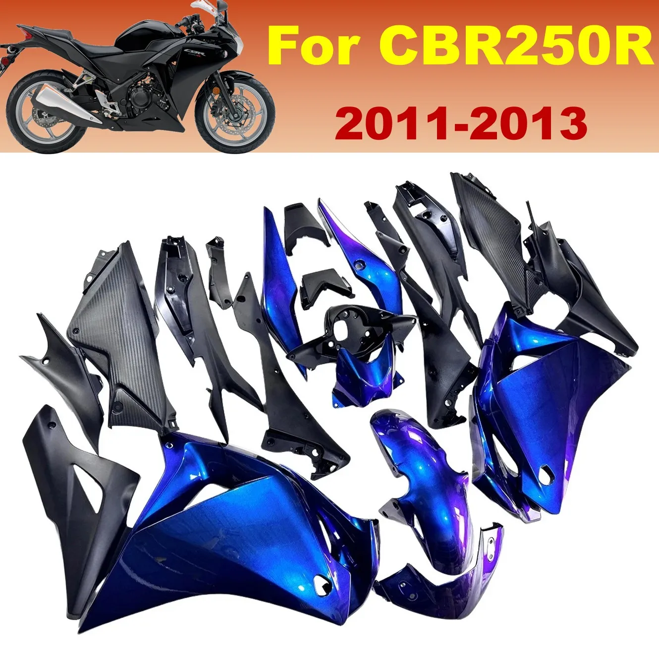 

Chameleon Blue Purple Fairing kit For 2011-2013 CBR 250 R CBR250R Motorcycle Parts ABS Plastic Body Set