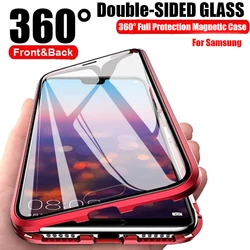 360 Double Sided Glass Metal Magnetic Case For Samsung S23 S22 S21 FE S24 Ultra Plus A71 A32 A54 A33 A73 A52 A53 Note 20 Cover