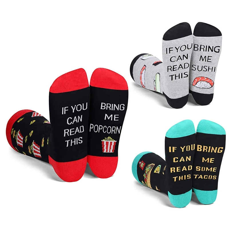 Men Women Novelty Funny Saying Socks Read This Sushi Tacos Letters Print Hosiery Gifts