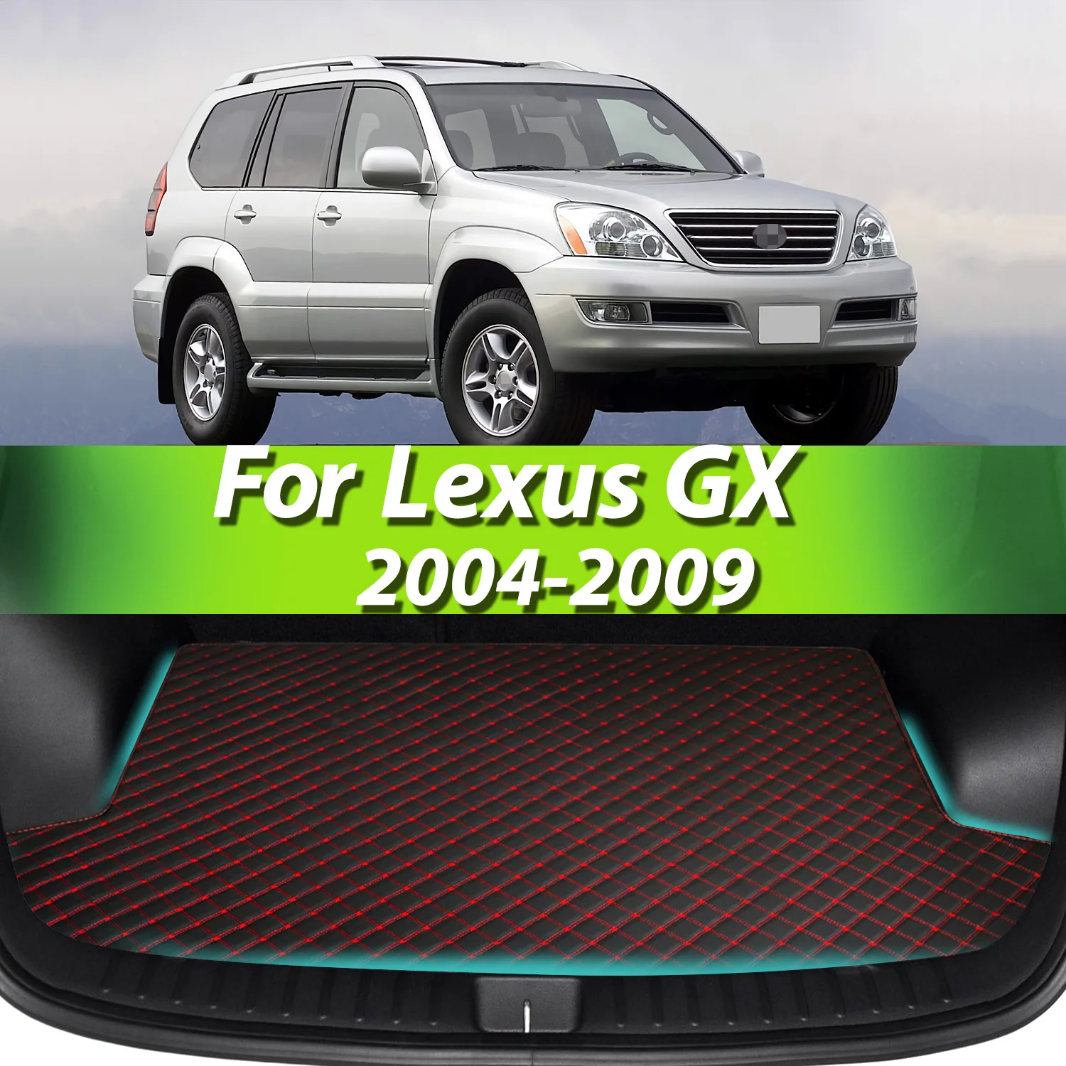 

For Lexus GX 2004-2009 Artificial Leather Car Trunk Mat Rear Trunk Cargo Protective Mat Car Interior Accessories