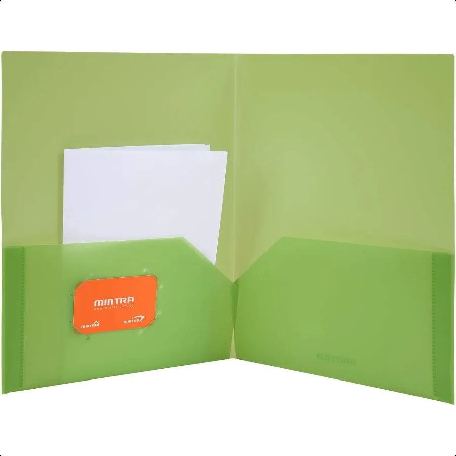 Cartelle tascabili in poli assortite da 8 pezzi in plastica resistente, 2 tasche, durevoli, confezione da 8