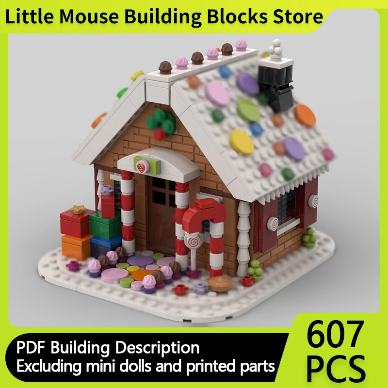 

City Street View Model MOC Building Bricks Winter Gingerbread House Modular Technology Gifts Holiday Assemble Children Toys Suit