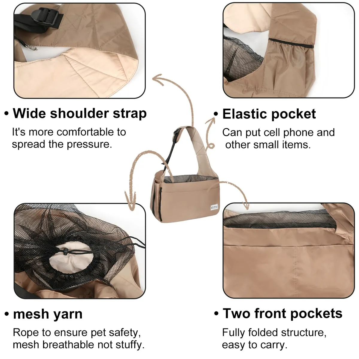 EDENPETZ Pet Dog Sling Carrier Large Load 8KG Fashion Breathable Cat Shoulder Bag