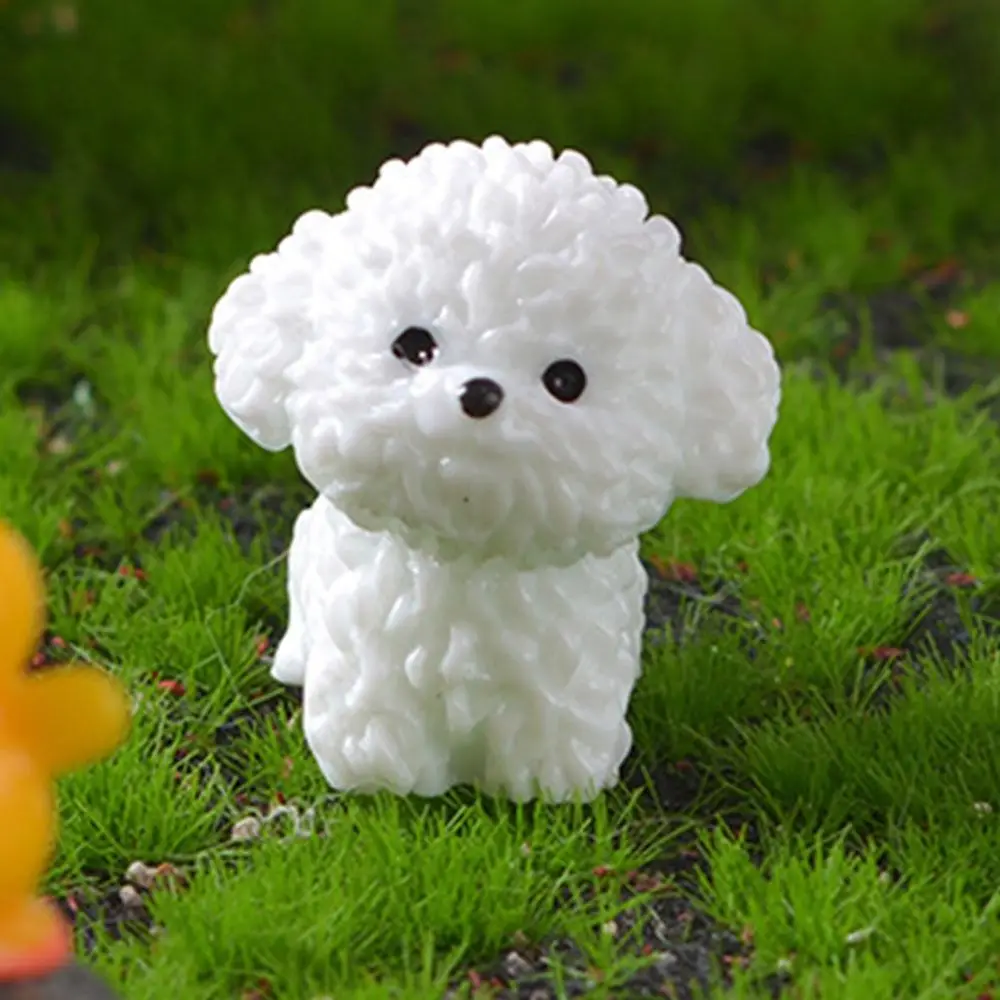 Miniatures Cute Dog White Bichon Frise Figurines Micro Landscape Ornaments For Home Decorations Decor For Room Desk Accessories