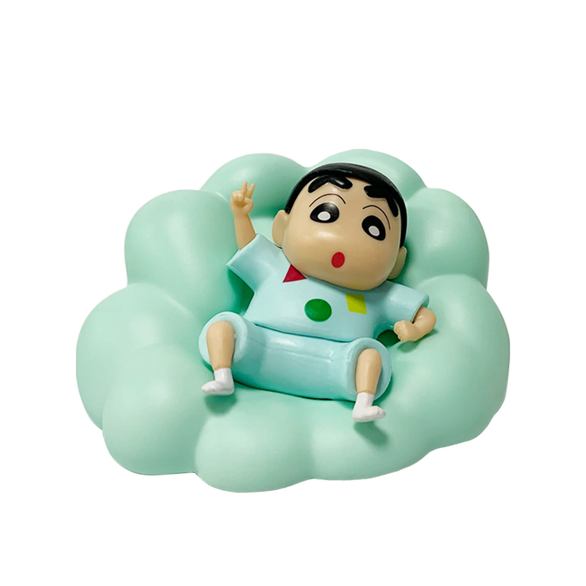 New Crayon Shin-chan Nohara Shinnosuke PVC Action Figure Lying Position Pajamas Billet Cloud Base GK Model Room Decor Gift Toy