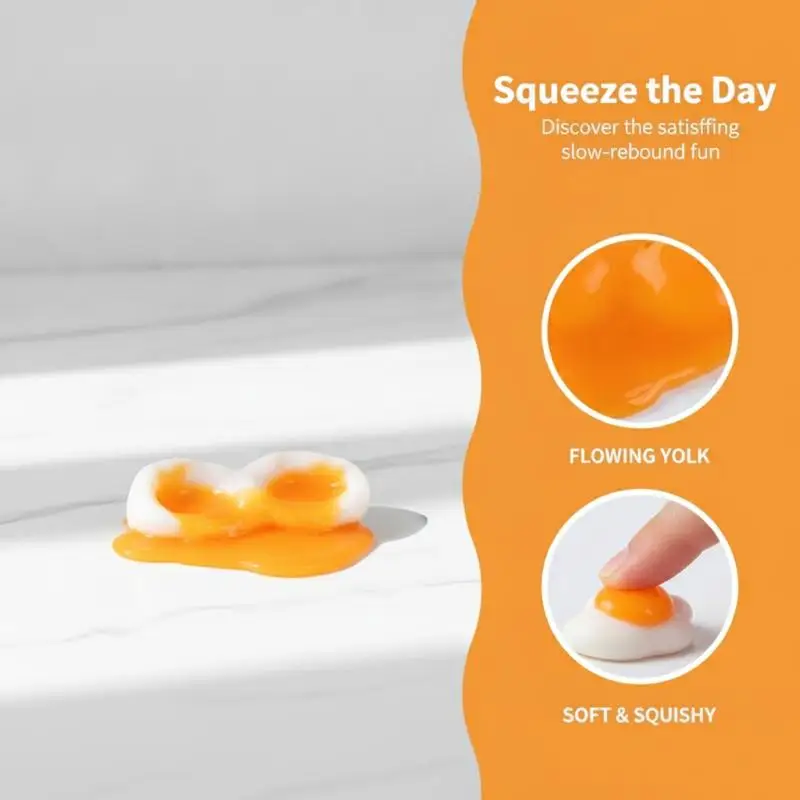 Flowing Egg Liquid Squeeze Toy Realistic Look Stress Relief Fidget Toy for Kids Adults Classroom Reward