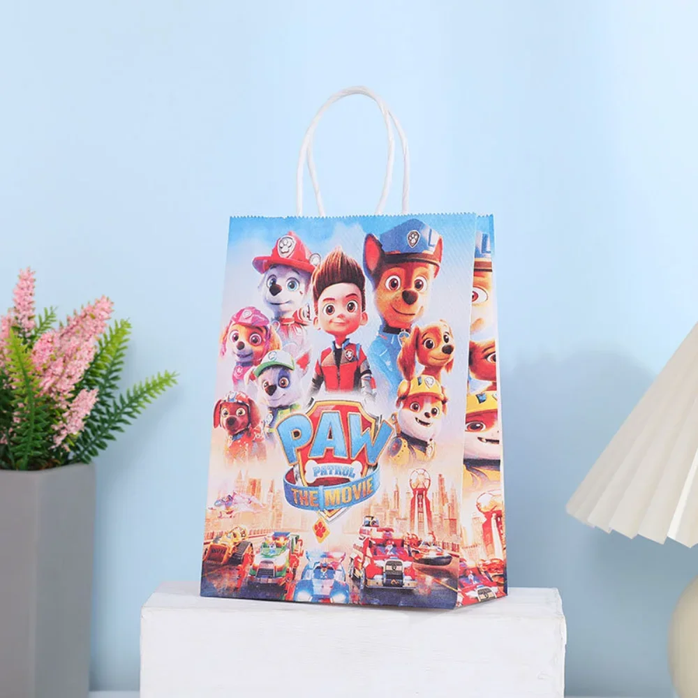 Paw Patrol Candy Paper Bags Anime Paper Gift Bag Kraft Paper Production Cartoon Handbag Kids Birthday Gift Wrapping Pouch