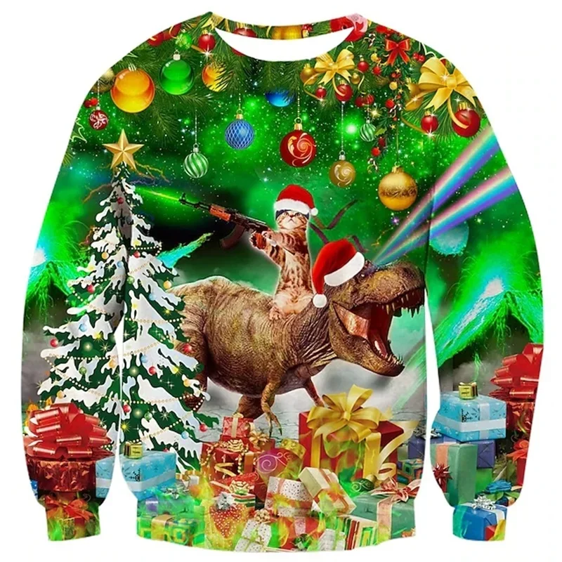 3D Printed Cat Pizza Pattern Sweatshirt Unisex Christmas Christmas Hoodie plus Size Streetwear Jumpers for Men And Women view 4