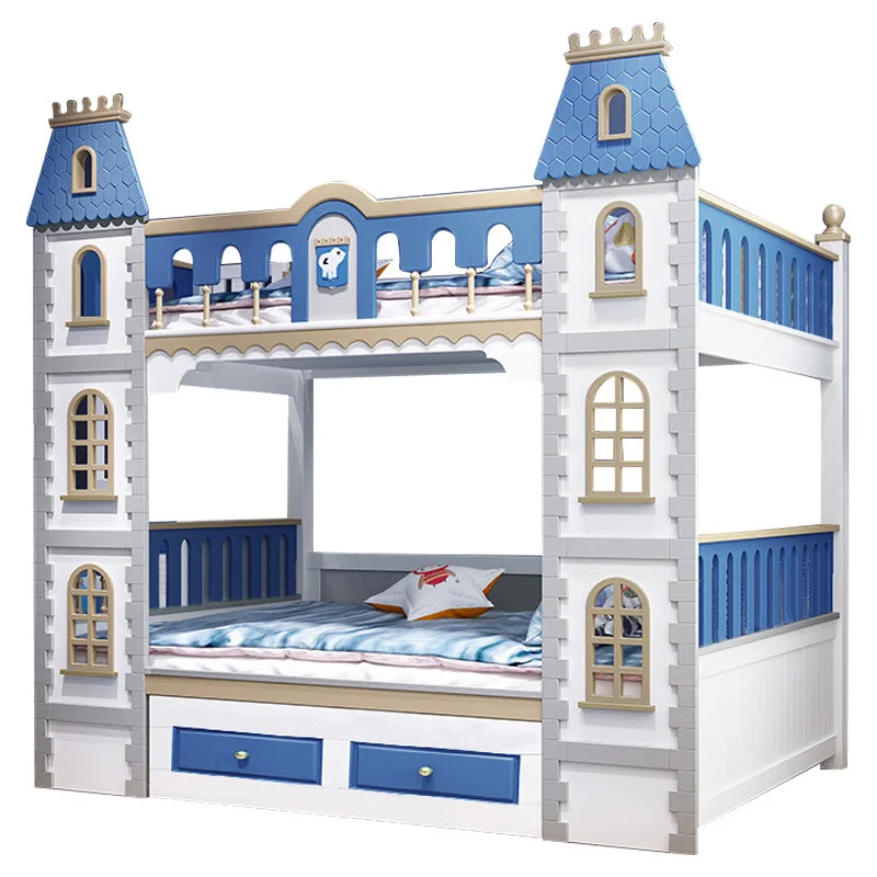 All solid wood two-layer children's bed bunk up and down bed double-layer high and low child and mother bed castle