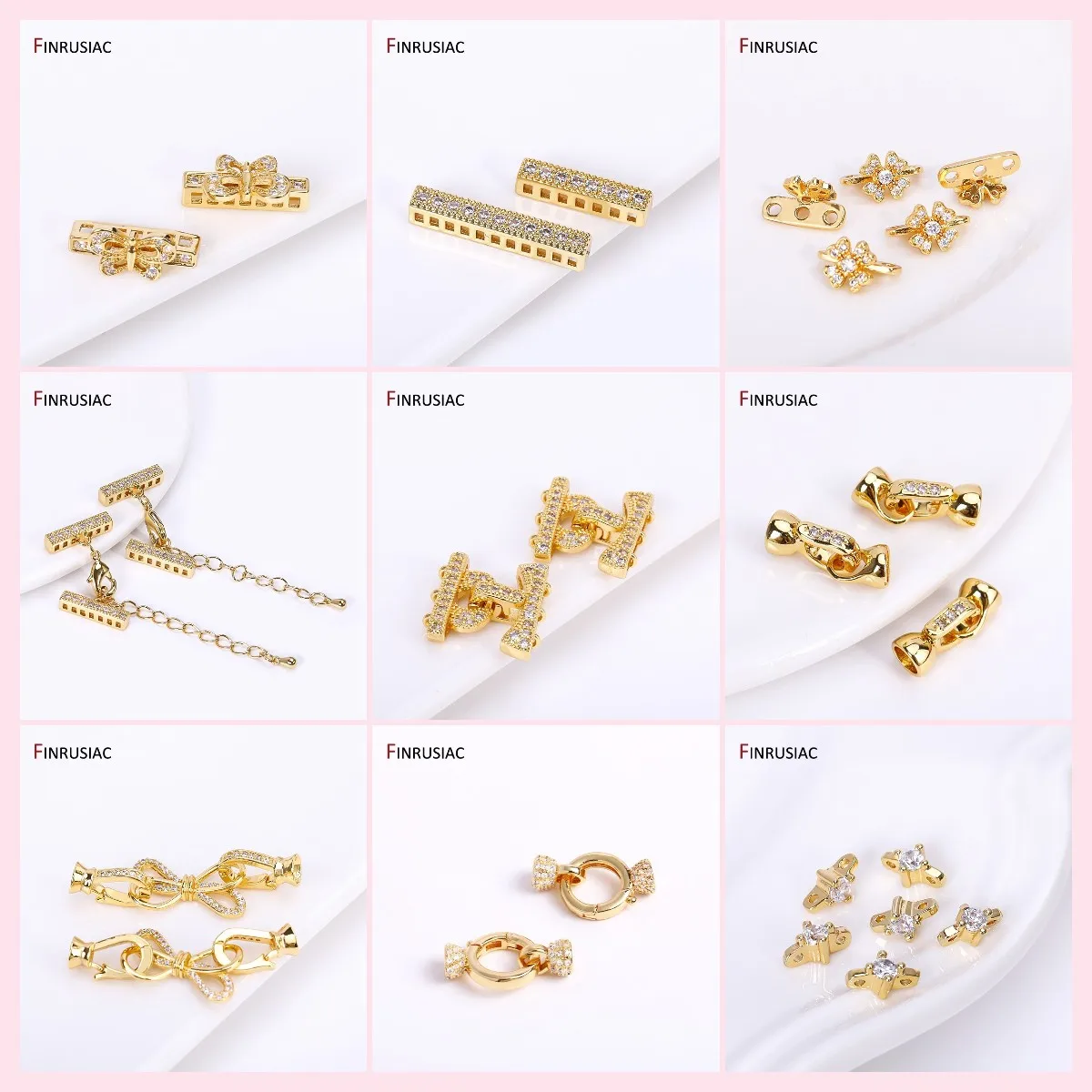 18K Gold Plated Zircon 2/3 Holes Beads Separators, Brass Separators For Beads Jewelry Making, DIY Jewelry Making Supplies