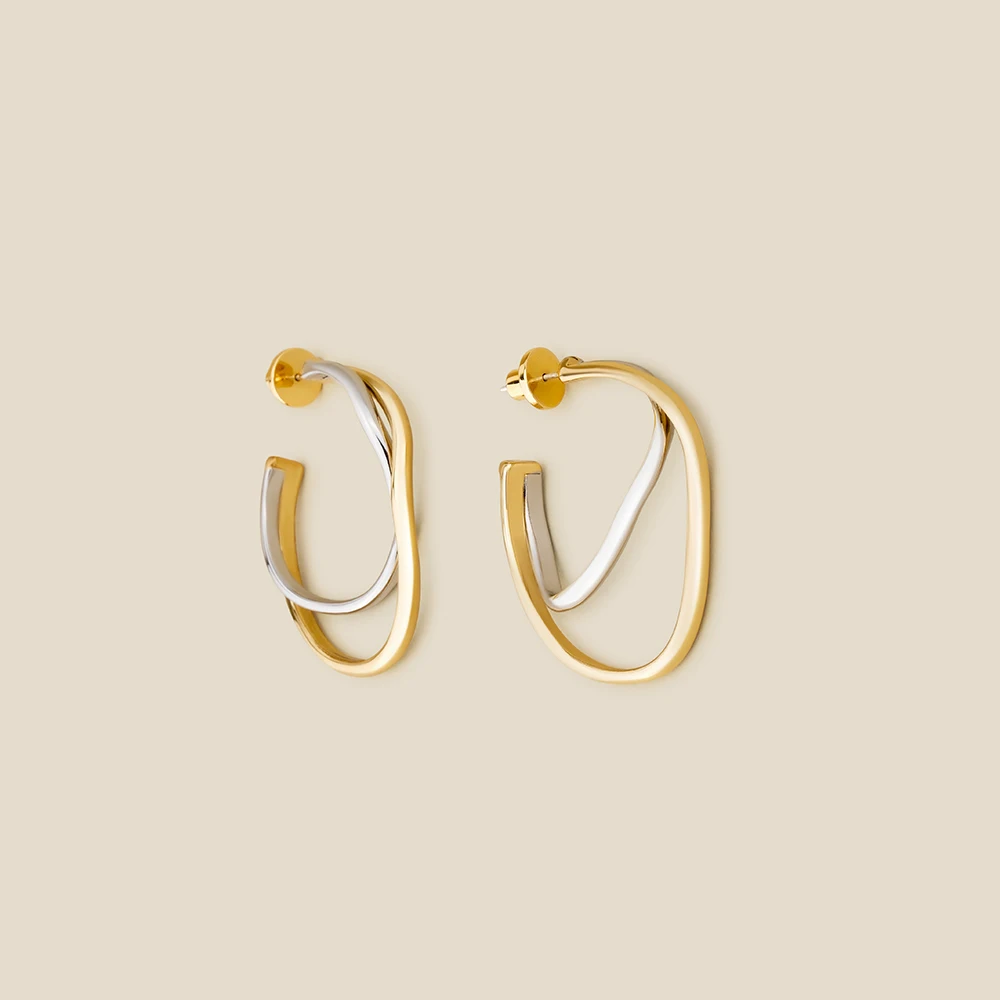 AB/ Zinc alloy double arc design minimalist style high-end fashion women's hoop earrings