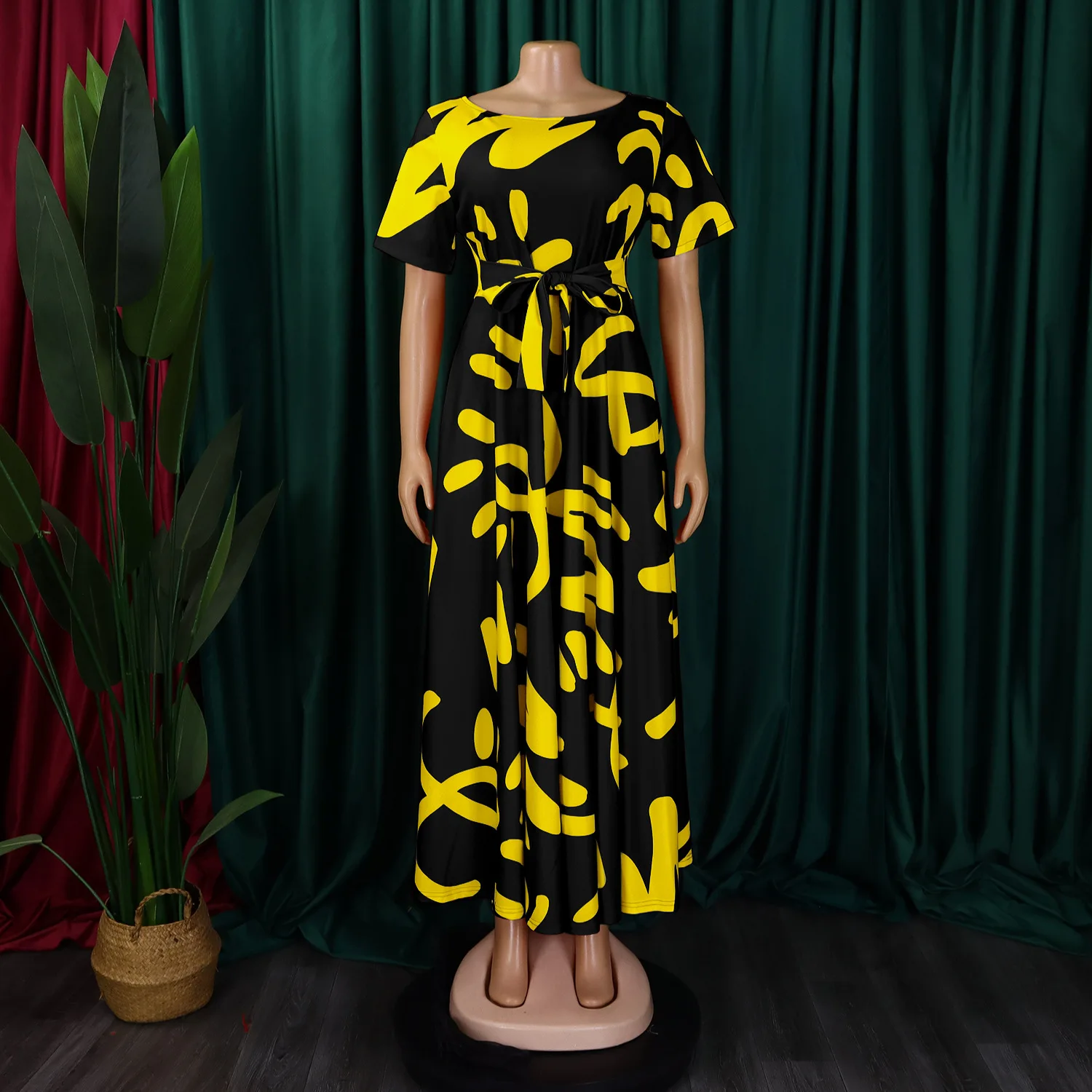 Dashiki vestidos africanos para mujer moda de primavera africano de manga corta con estampado de poliéster vestido largo Maxi trajes de ropa africana