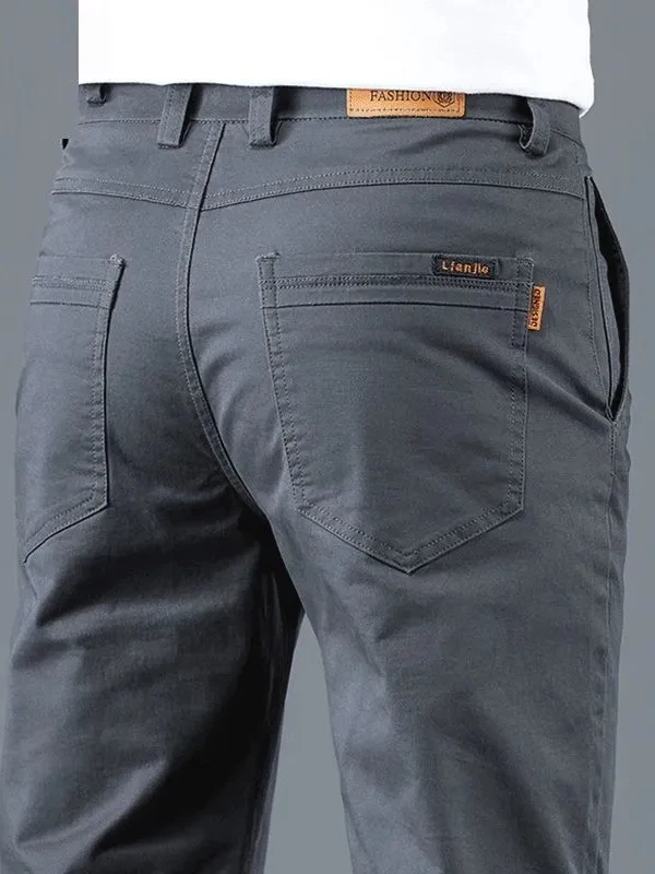 

Высококачественные мужские повседневные прямые рабочие брюки, эластичные износостойкие длинные брюки Busin, удобные хлопковые эластичные джинсовые брюки