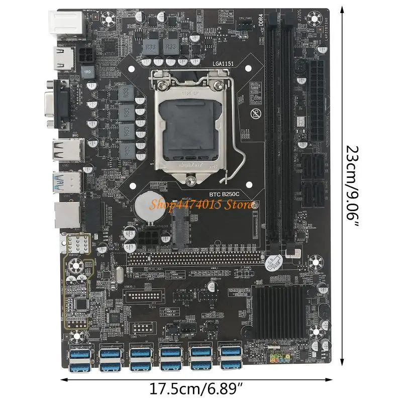 K1AA Mineração B250C BTC CPU Placa-mãe PCI-E Slots DDR4 Memória para CPU LGA 1151