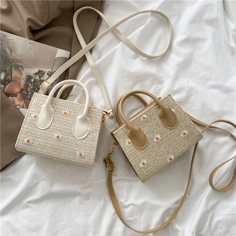 Summer Trendy Grass Woven Shoulder Crossbody Bag Women's Fashionable Single Strap Slant Bag Soft Handle Zipper Closure Casual