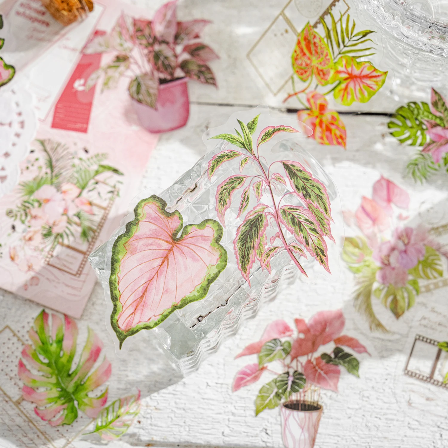 20 sztuk/partia Dekoracyjne naklejki PET do scrapbookingu Retro Rośliny Liście Kreatywne Naklejki DIY Guka Estetyczne Naklejki Papiernicze