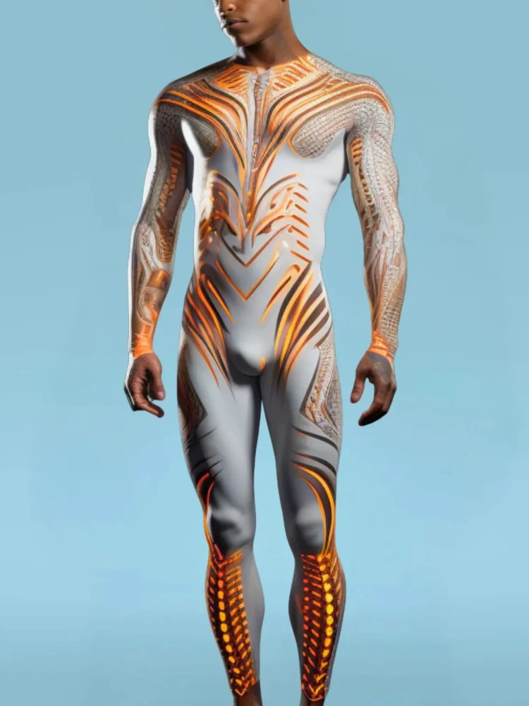 Halloween Smart Künstlerisches Kostüm Herren Technologie-Strumpfhose Karnevalsparty-Strumpfhose Bühnenauftritts-Jumpsuit Stretch-Bodysuit – Detail 14