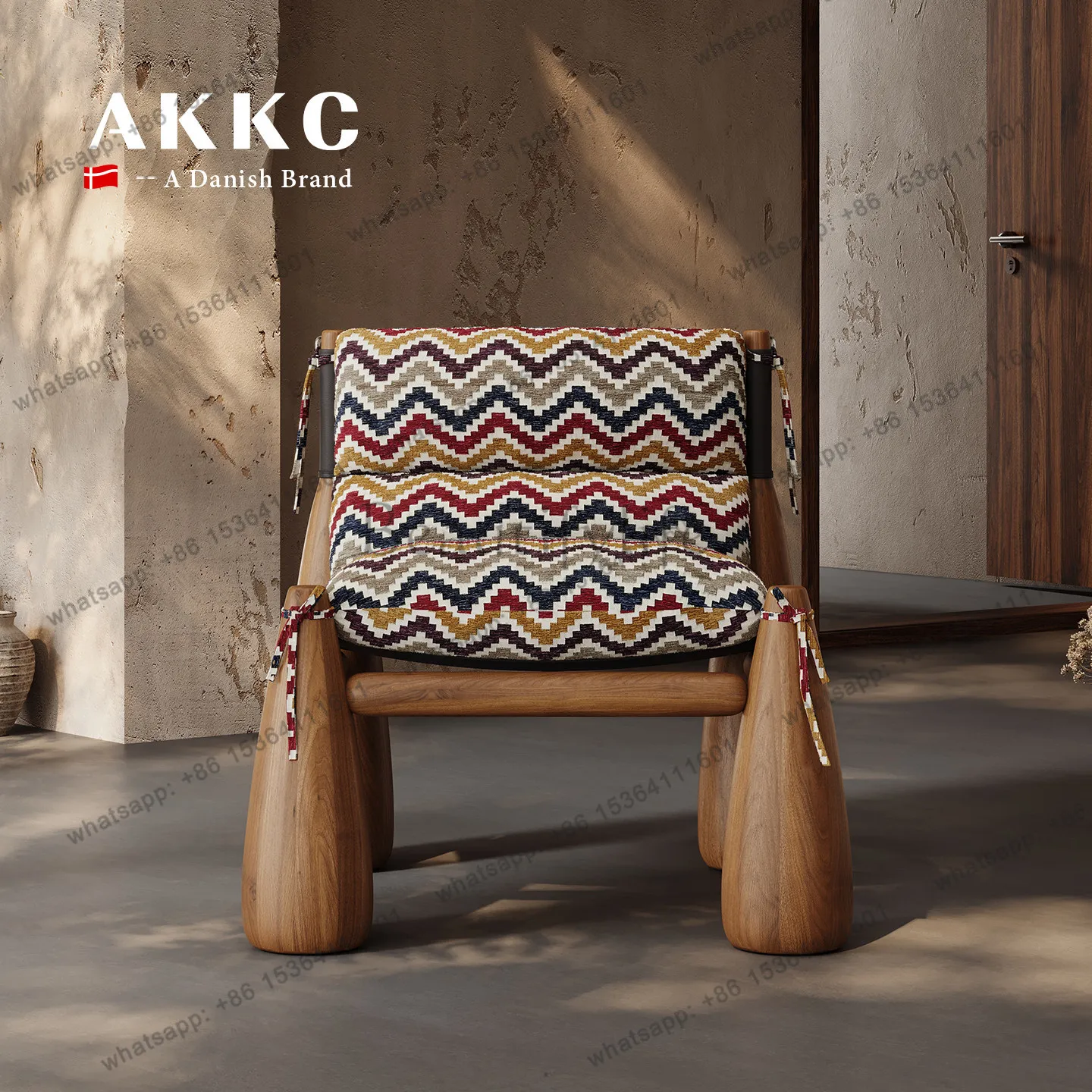 

Nordic style baseball chair, American medieval style living room, solid wood designer art lounge chair