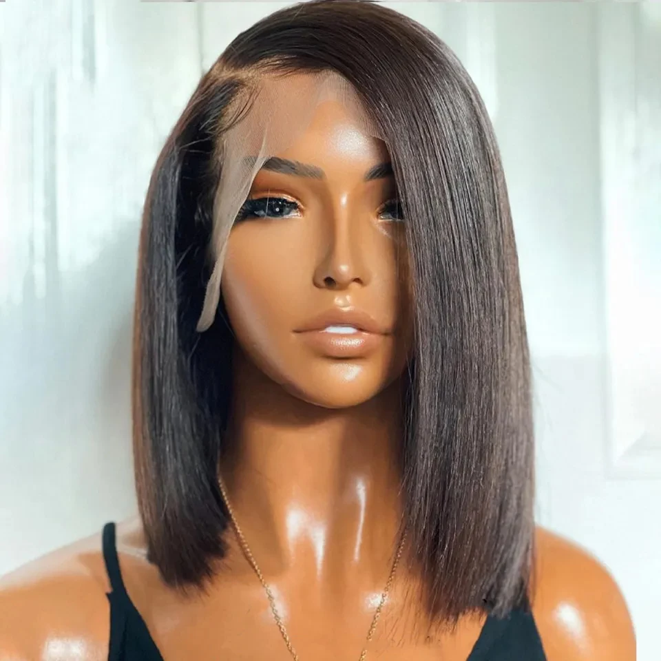 8 Inch Straight Bob Wig HD Transparent Lace Front Wig Short Bob Lace Frontal Human Hair Wigs For Women Highlight Human Hair Wig