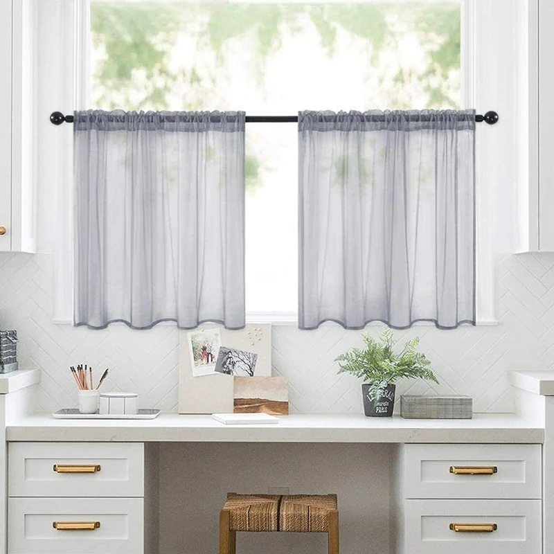 Short Curtains for Living Room Bedroom Curtains for Kitchen Solid Color Curtains for the Hotel Office Room Window Valance Drapes