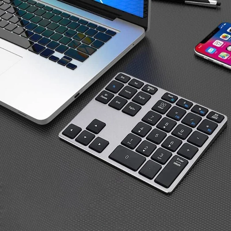 1 Set Bluetooth Number Pad Wireless Numeric Keypad Portable Slim Bluetooth Numpad For Laptop, Mac,PC, Desktop