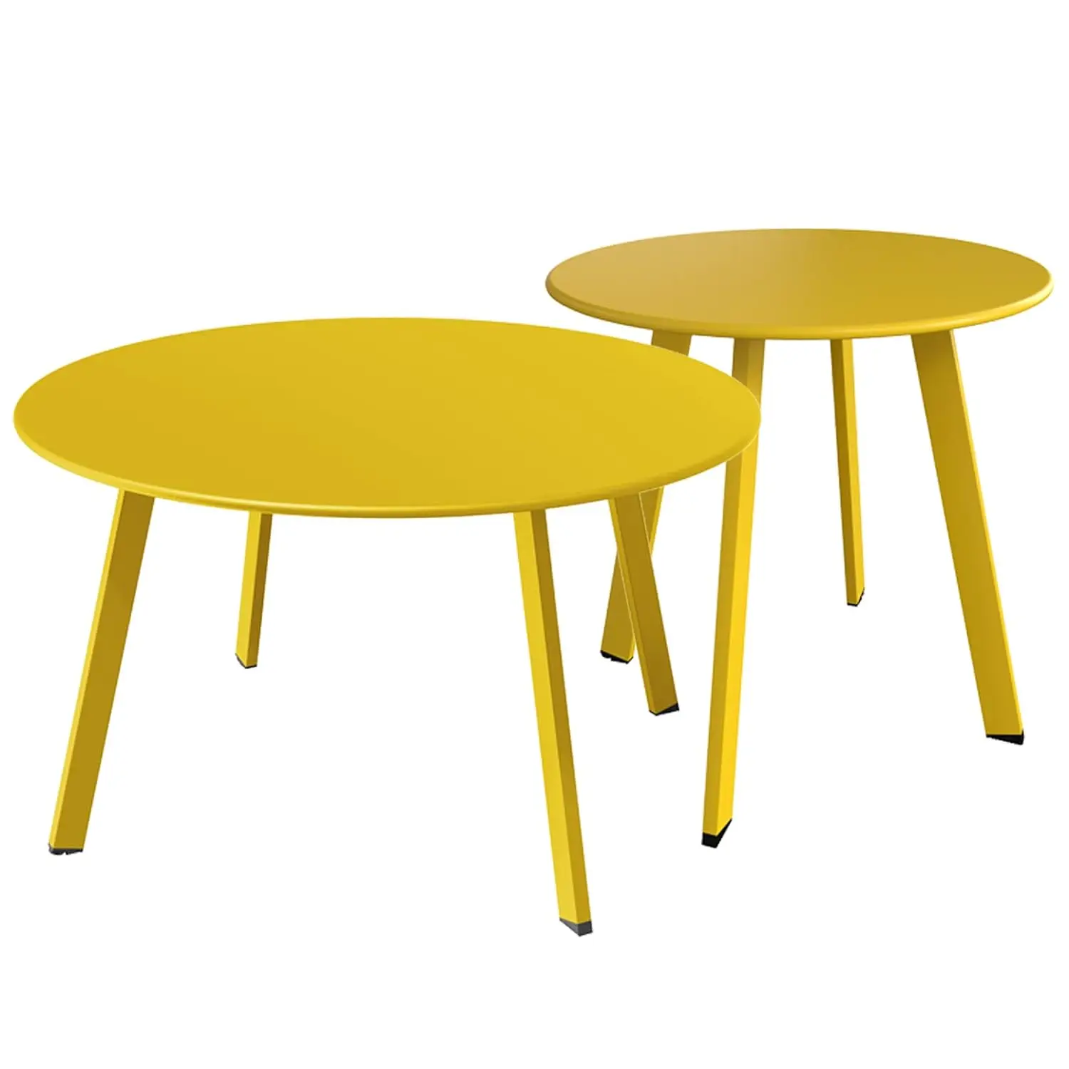 Round Steel Patio Coffee & Side Table, Weather Resistant Outdoor Large, Yellow, Customized