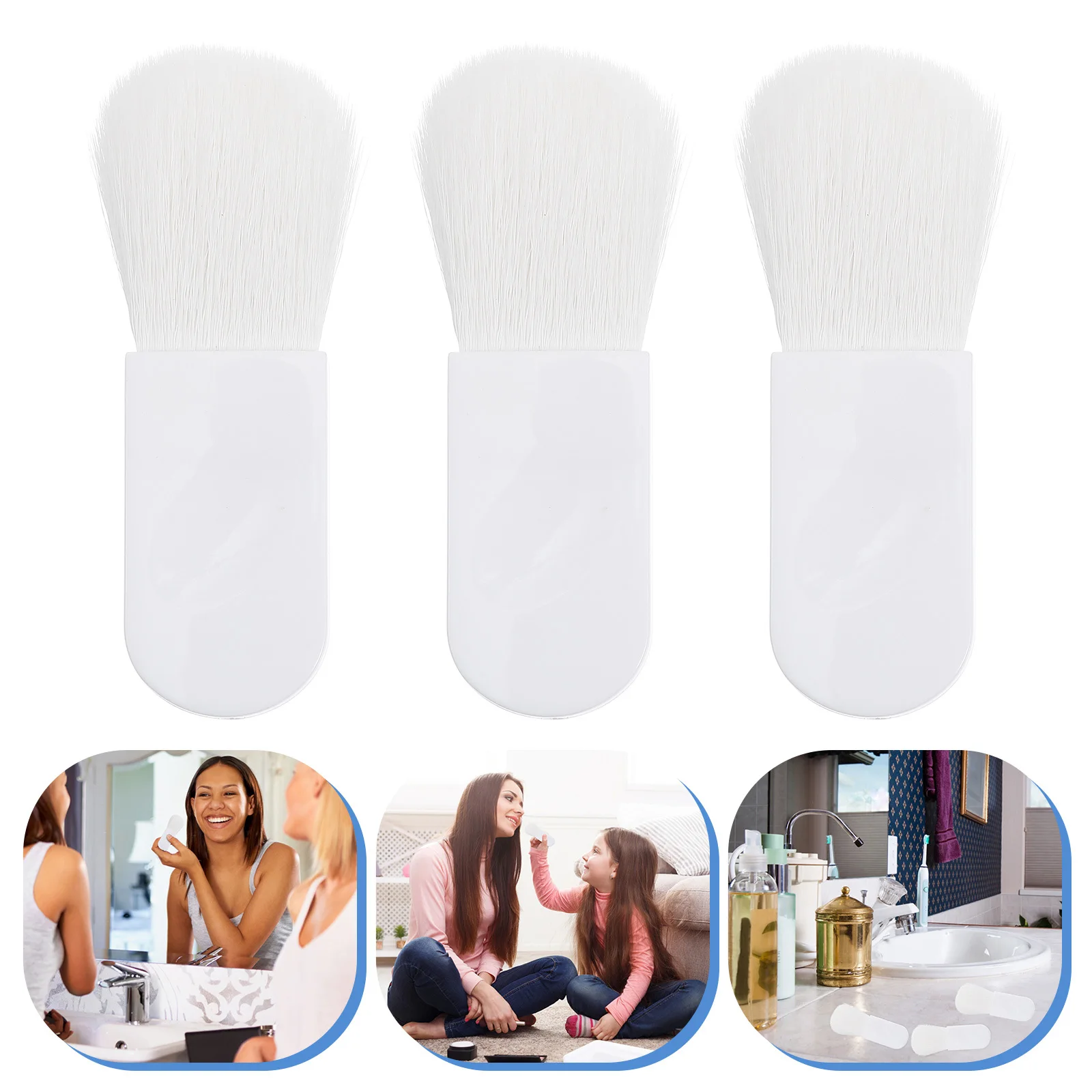 3 stuks mini draagbare make-upborstel blozen poederborstel zachte dichte haren tool voor losse poeder mengen vrouwen