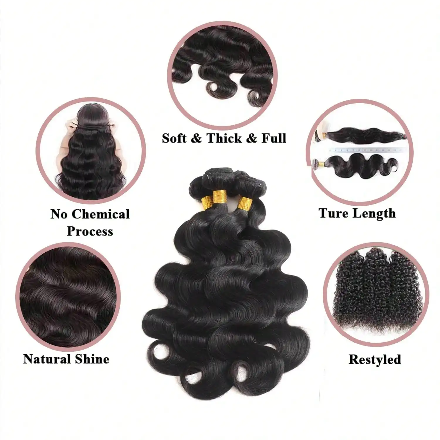 28 30 32 Inch Body Wave Bundles Human Hair Human Hair Bundle Unprocessed Brazilian Virgin Hair 3 Bundles Human Hair Extensions For Women Natural Color image 3