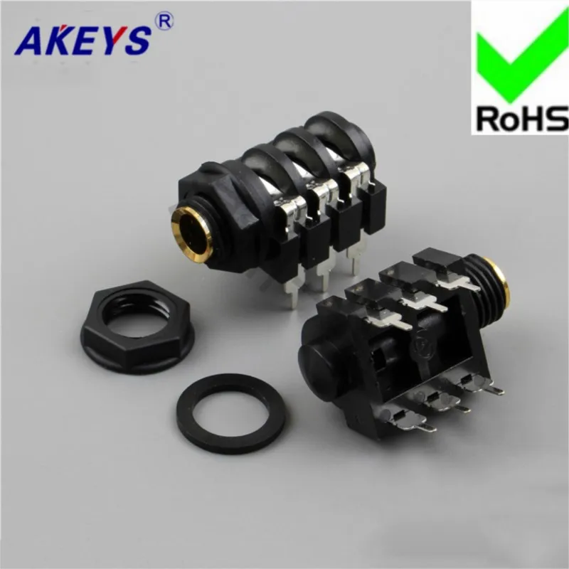 10 PCS PJ-610A Gold-plated High Quality 6.35MM Socket Microphone 6 Foot Socket 2 Fixed Foot Stereo Headphone Socket