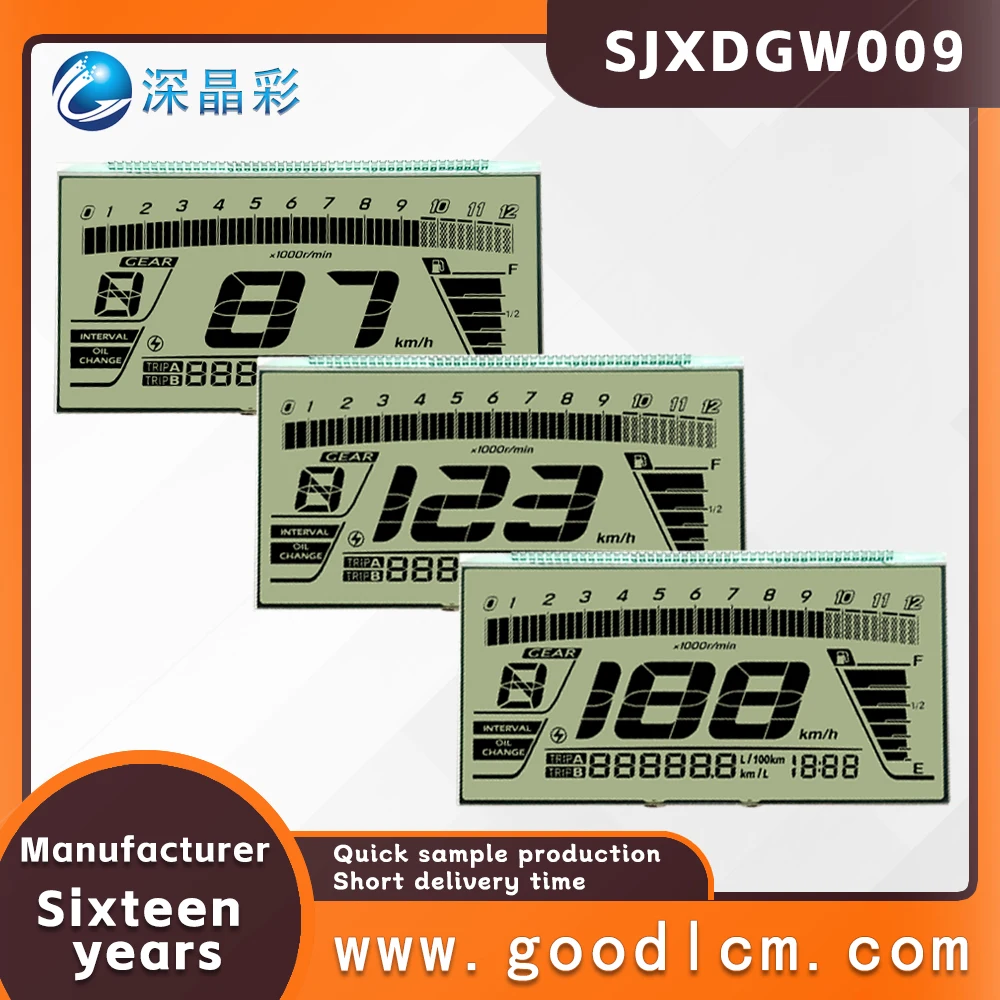 

Manufacturer customized segmented code instrument screen SJXDGW009 HTN nti glare motorcycle pen segmented display screen